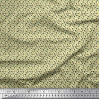 Soimoi Cotton Canvas Fabric Leaves & Buttercup Floral Printed